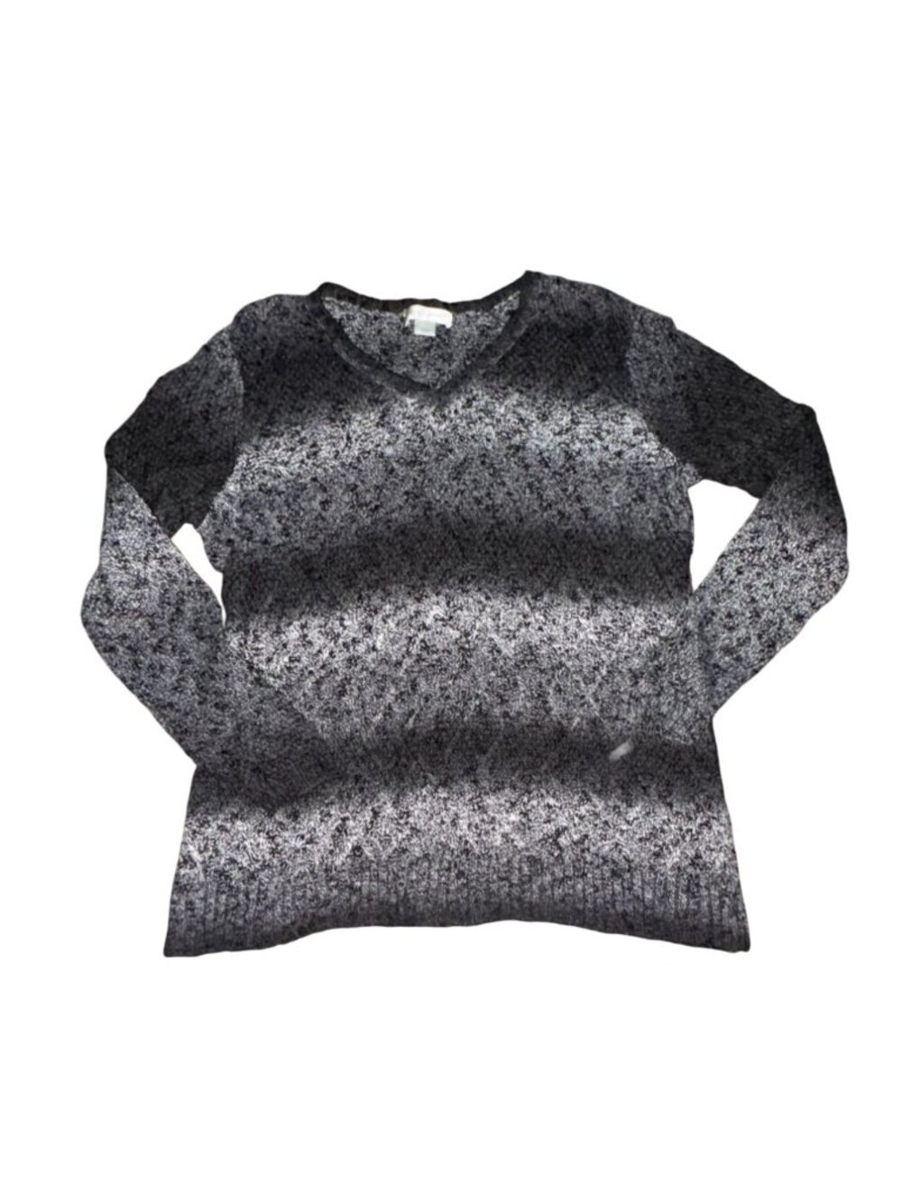 Christopher & Banks Light Weight, Diamond Knit Sweater-Black/Gray-Size L-GUC